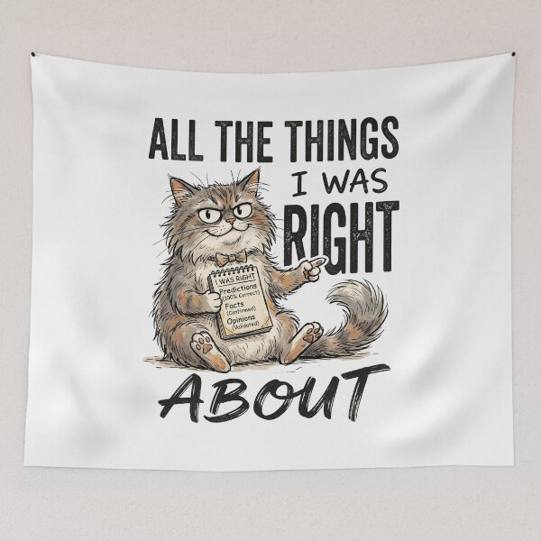 Item preview, All The Things I Was Right About Funny Smug Cat With Clipboard Classic T-Shirt designed and sold by pawsome purrfect.