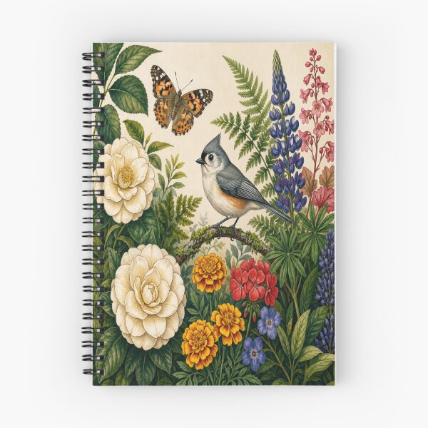 Item preview, Tufted Titmouse And Butterfly Botanical Garden designed and sold by GameCraftedShop.