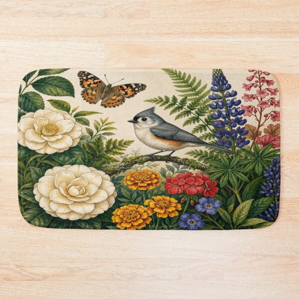 Item preview, Tufted Titmouse And Butterfly Botanical Garden designed and sold by GameCraftedShop.