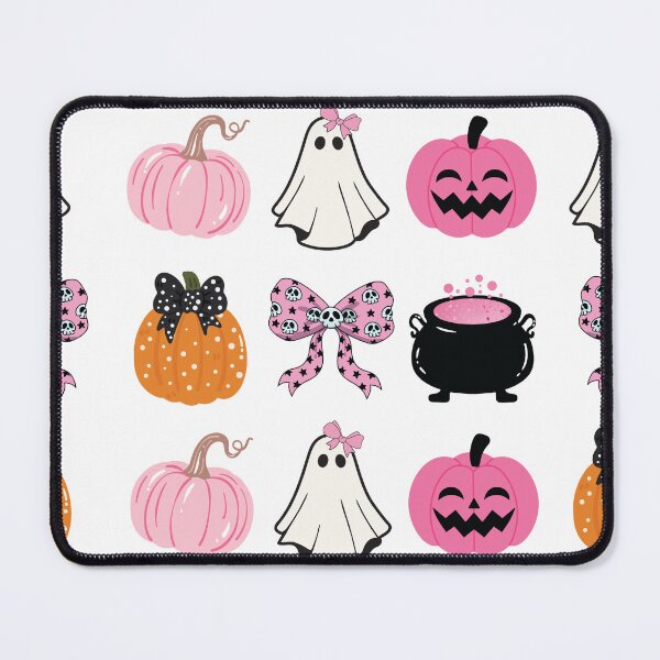 Item preview, Cute Pink Halloween Seamless Pattern – Ghost, Pumpkin, Bow & Cauldron, Kawaii Autumn Design designed and sold by BigDigital.