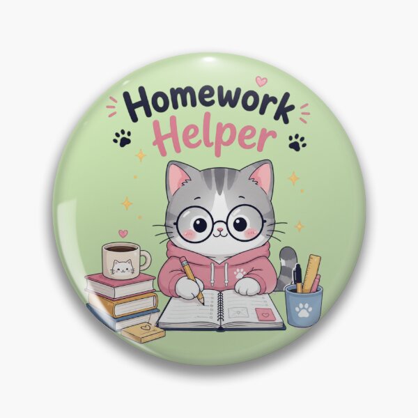 Item preview, Homework Helper Cute Study Cat Mascot | Kawaii Student Aesthetic Cartoon | School & Study Motivation Sticker designed and sold by Sanika arts .