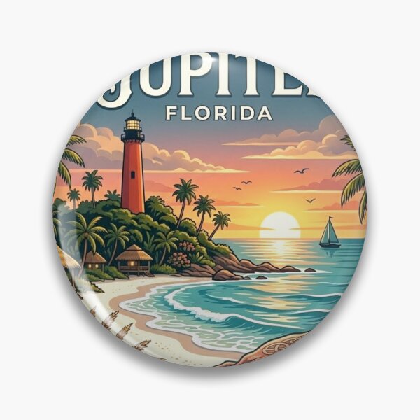Item preview, Vintage Jupiter Florida Travel Poster | Jupiter Inlet Lighthouse Coastal Art designed and sold by Mathias Yakubu Design.