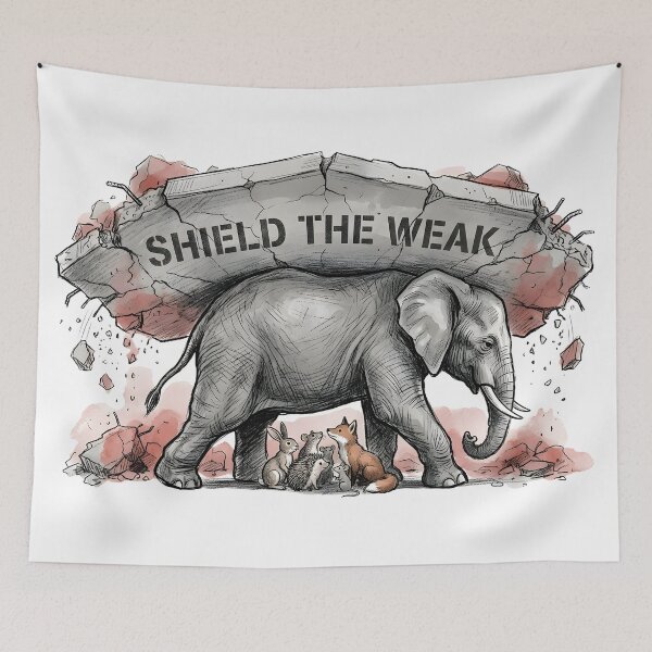 Item preview, Shield The Weak - Guardian Elephant Illustration designed and sold by SoulPT.