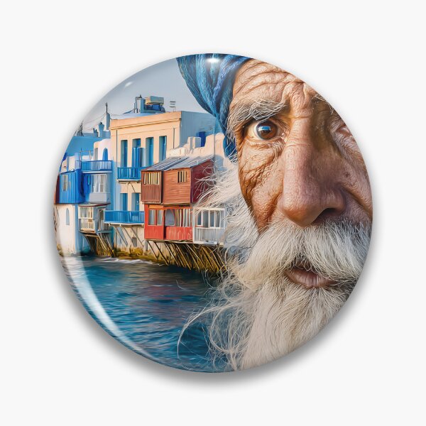 Item preview, Elderly Man with Ocean Background in Mykonos designed and sold by Artessie.