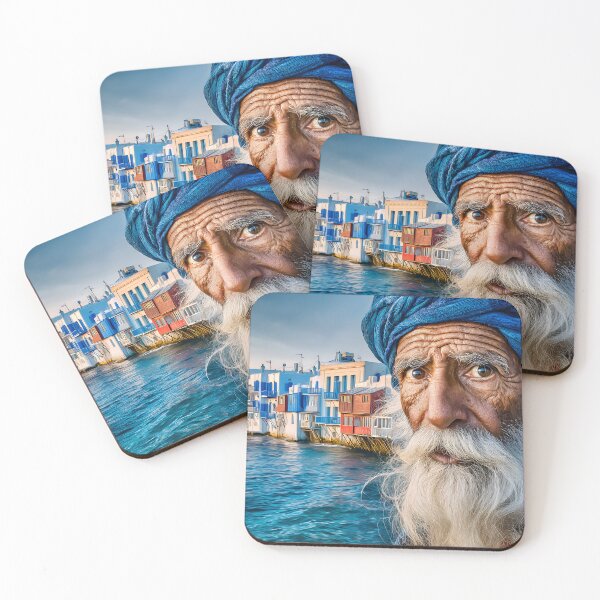 Item preview, Elderly Man with Ocean Background in Mykonos designed and sold by Artessie.