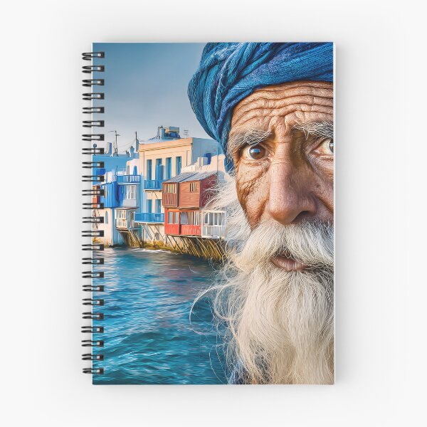 Item preview, Elderly Man with Ocean Background in Mykonos designed and sold by Artessie.