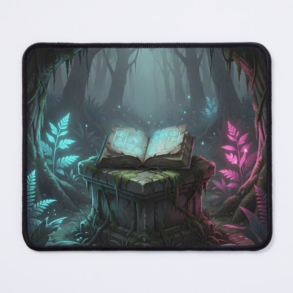 Item preview, A Solitary, Ancient Tome Lies Open on a Moss-Covered Stone designed and sold by Wiss2Arts.