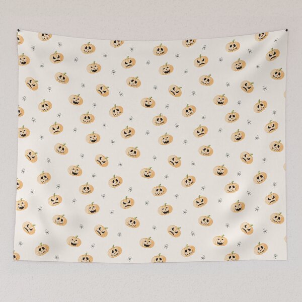 Item preview, Cute Watercolor Jack-o'-Lanterns and Spiders Cream Halloween Pattern designed and sold by svitlaarty.