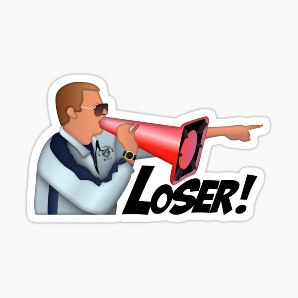 Will Ferrell Kicking and Screaming LOSER through a Cone Sticker