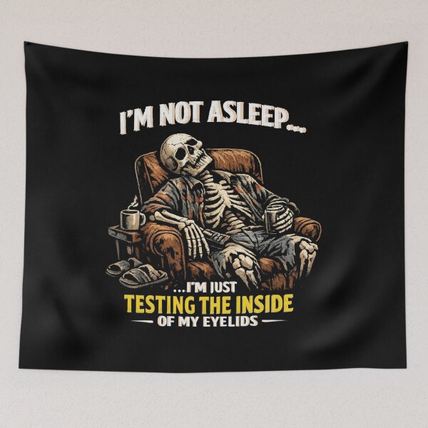 Item preview, Funny Sleeping Skeleton Tired Chair Humor Meme designed and sold by W&RParadise.