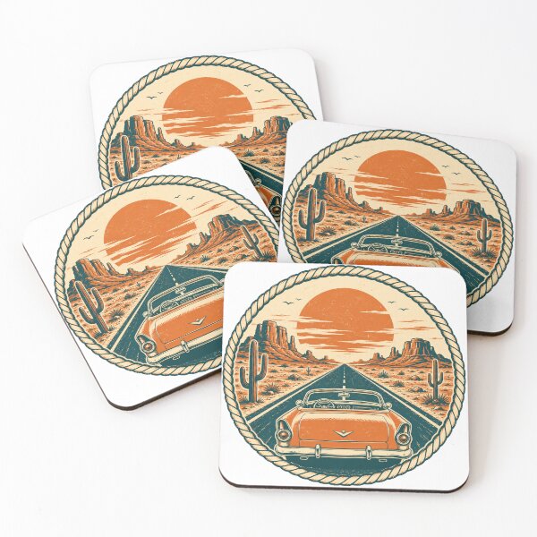 Item preview, Vintage Desert Highway Convertible Sunset Badge designed and sold by Piising.