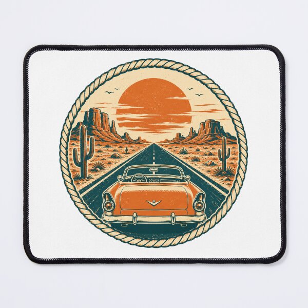 Item preview, Vintage Desert Highway Convertible Sunset Badge designed and sold by Piising.