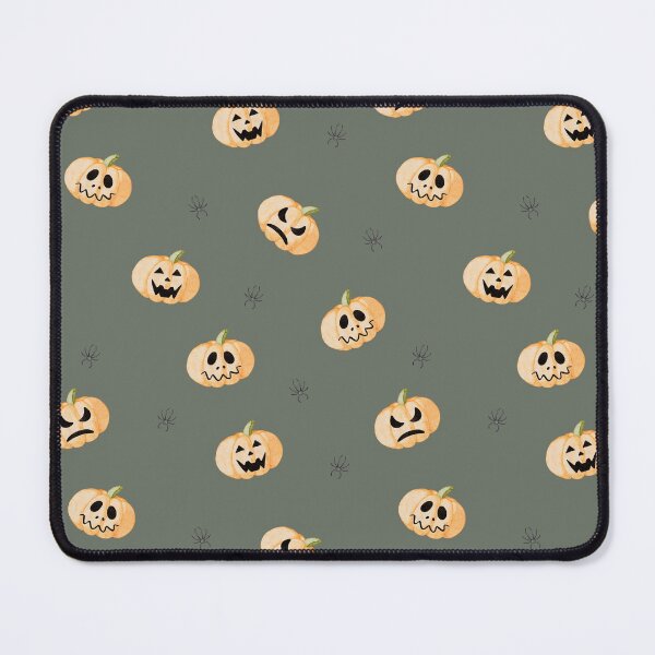 Item preview, Cute Watercolor Jack-o'-Lanterns and Spiders Dark Olive Pattern designed and sold by svitlaarty.