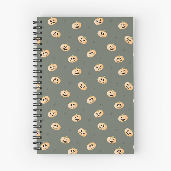 Item preview, Cute Watercolor Jack-o'-Lanterns and Spiders Dark Olive Pattern designed and sold by svitlaarty.
