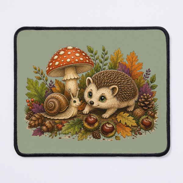 Item preview, Woodland Friends – Hedgehog, Snail & Autumn Mushroom designed and sold by Aimetoi.
