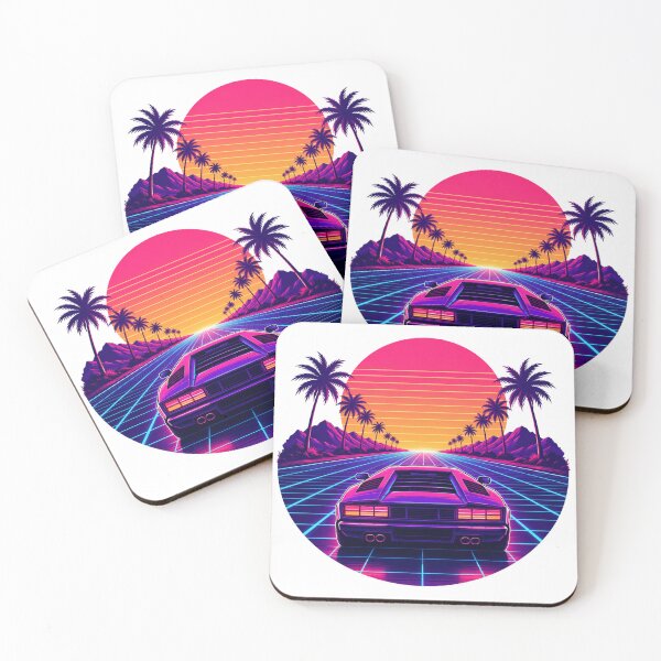 Item preview, Retrowave Synthwave Grid Highway & Supercar Sunset designed and sold by Piising.