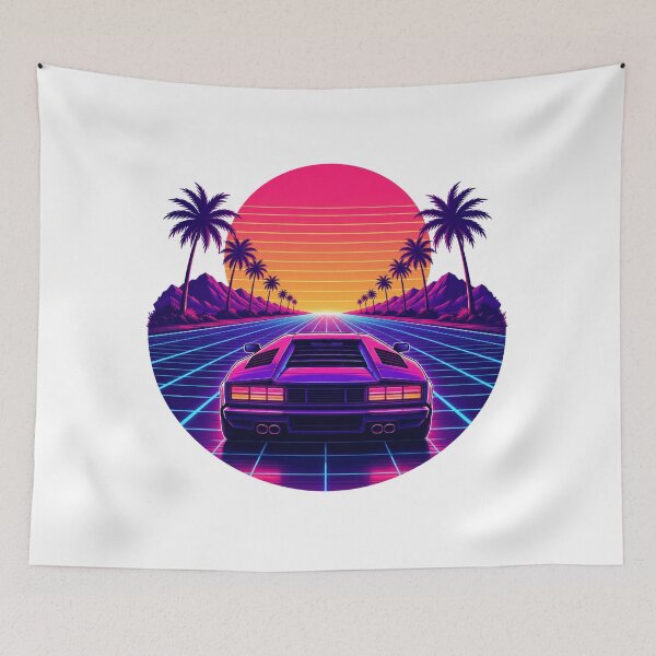 Item preview, Retrowave Synthwave Grid Highway & Supercar Sunset designed and sold by Piising.