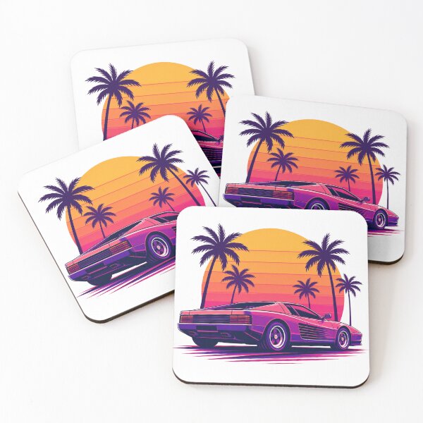 Item preview, 80s Outrun Sports Car Palm Tree Sunset designed and sold by Piising.