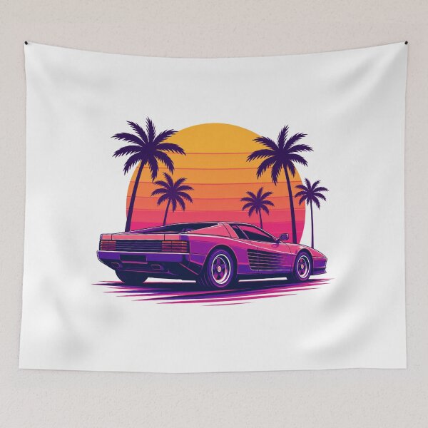 Item preview, 80s Outrun Sports Car Palm Tree Sunset designed and sold by Piising.