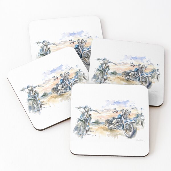 Item preview, Three Classic Motorcycles – Vintage Biker Watercolor designed and sold by Russell Thorne.