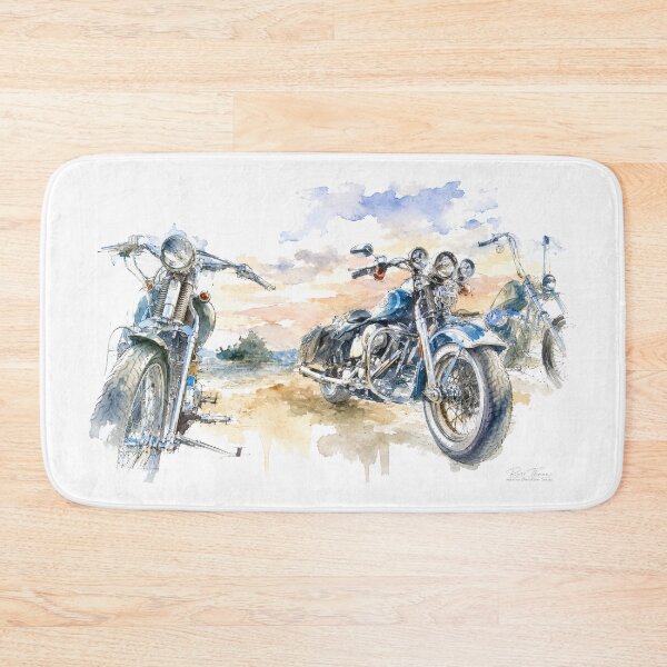 Item preview, Three Classic Motorcycles – Vintage Biker Watercolor designed and sold by Russell Thorne.
