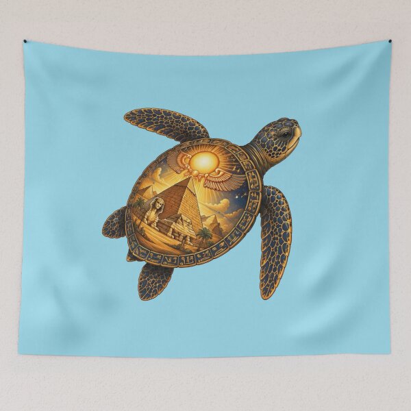 Item preview, Golden Sea Turtle | Ocean Pyramid Art Collection designed and sold by Zaru Art Studio.