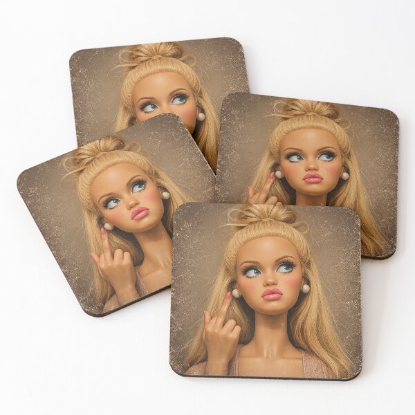 Item preview, Sassy Blonde Doll Eye Roll Middle Finger Meme designed and sold by Devilians92.