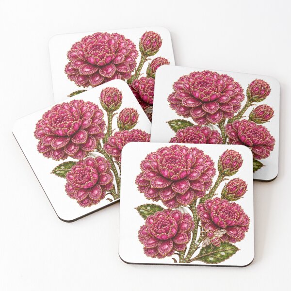 Item preview, CRYSTAL CYCLAMEN ZINNIA FLOWERS  designed and sold by wordspixies.