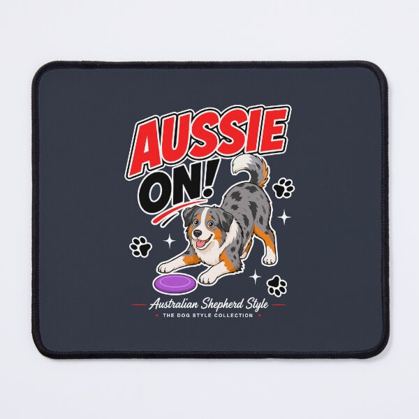 Item preview, Aussie On! Australian Shepherd Frisbee Dog – Dark Edition designed and sold by Stef Ringoot, cartoons and illustrations.