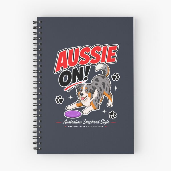 Item preview, Aussie On! Australian Shepherd Frisbee Dog – Dark Edition designed and sold by Stef Ringoot, cartoons and illustrations.