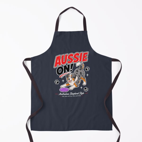 Item preview, Aussie On! Australian Shepherd Frisbee Dog – Dark Edition designed and sold by Stef Ringoot, cartoons and illustrations.