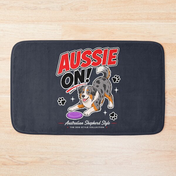 Item preview, Aussie On! Australian Shepherd Frisbee Dog – Dark Edition designed and sold by Stef Ringoot, cartoons and illustrations.
