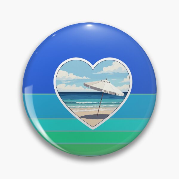 Item preview, Retro Beach and Beach Umbrella in Beachy Coastal Heart designed and sold by Beachy.