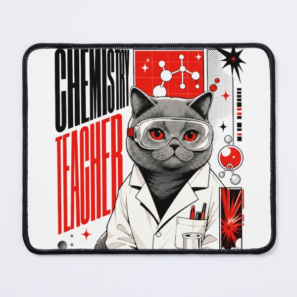Item preview, Chemistry Teacher British Shorthair Cat Graphic Poster T-Shirt | Funny Science Professor Cat STEM Teacher Gift Modern Red Black Art designed and sold by illeN-Art-World.