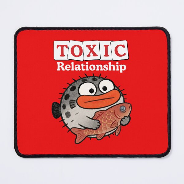 Item preview, Toxic Relationship Pufferfish and Red Fish Illustration designed and sold by barbarepublic.