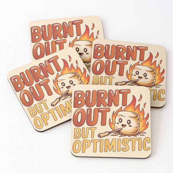 Item preview, Burnt Out But Optimistic Funny Marshmallow on Fire designed and sold by BrownHorse90s.
