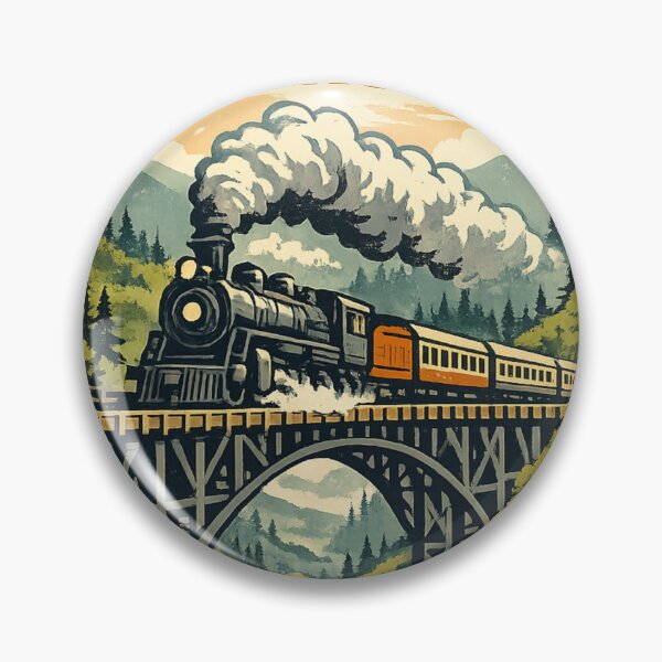 Item preview, Smoky Mountain Railroad Vintage Steam Train Travel Poster | Retro Mountain Bridge Train Art designed and sold by Globalcitytees.