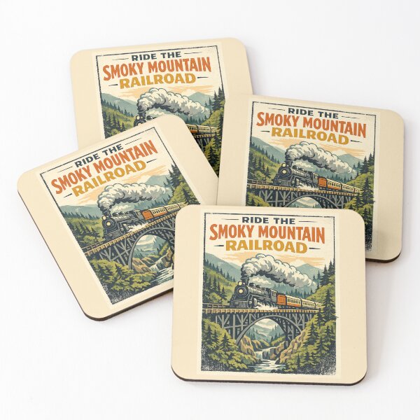 Item preview, Smoky Mountain Railroad Vintage Steam Train Travel Poster | Retro Mountain Bridge Train Art designed and sold by Globalcitytees.