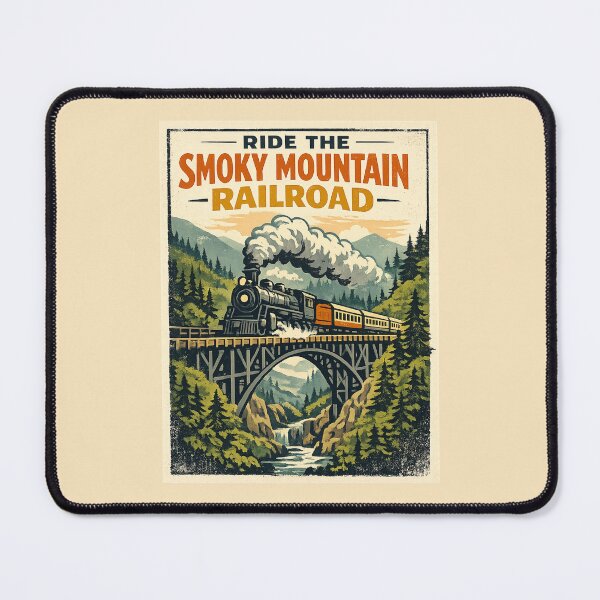 Item preview, Smoky Mountain Railroad Vintage Steam Train Travel Poster | Retro Mountain Bridge Train Art designed and sold by Globalcitytees.