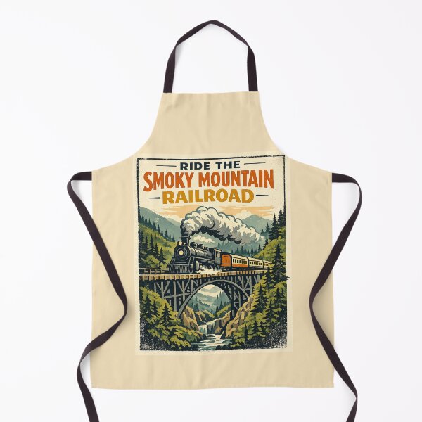 Item preview, Smoky Mountain Railroad Vintage Steam Train Travel Poster | Retro Mountain Bridge Train Art designed and sold by Globalcitytees.