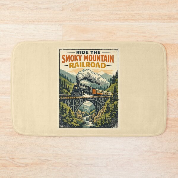 Item preview, Smoky Mountain Railroad Vintage Steam Train Travel Poster | Retro Mountain Bridge Train Art designed and sold by Globalcitytees.