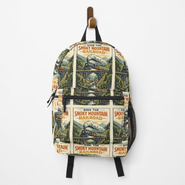Item preview, Smoky Mountain Railroad Vintage Steam Train Travel Poster | Retro Mountain Bridge Train Art designed and sold by Globalcitytees.