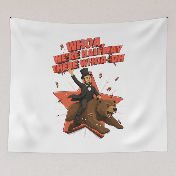 Item preview, Lincoln on a bear – Misheard Abraham Lincoln lyric parody design designed and sold by messy-nessie.