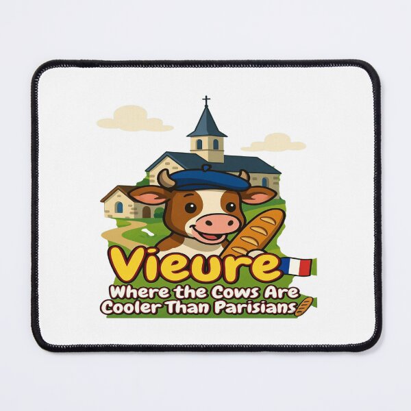 Item preview, Vieure France – Where the Cows Are Cooler Than Parisians | Funny French Village Cow T-Shirt | Rural France Travel Souvenir | Cute Cartoon Cow & Baguette Design designed and sold by Sushikidsntod.