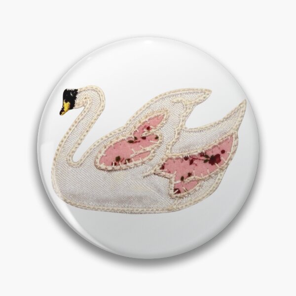 Item preview, vintage swan pink embroidered patch designed and sold by ellmoswrld.