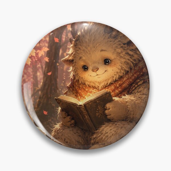 Item preview, Autumn Story Time – Cozy Monster & Bunny Reading Magic Book in Fall Forest Art Print designed and sold by @SHINTOSARTSTORE.
