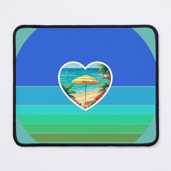 Item preview, Tropical Beach and Beach Umbrella in Heart on Retro Coastal Stripes designed and sold by Beachy.