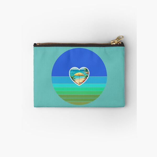 Item preview, Tropical Beach and Beach Umbrella in Heart on Retro Coastal Stripes designed and sold by Beachy.