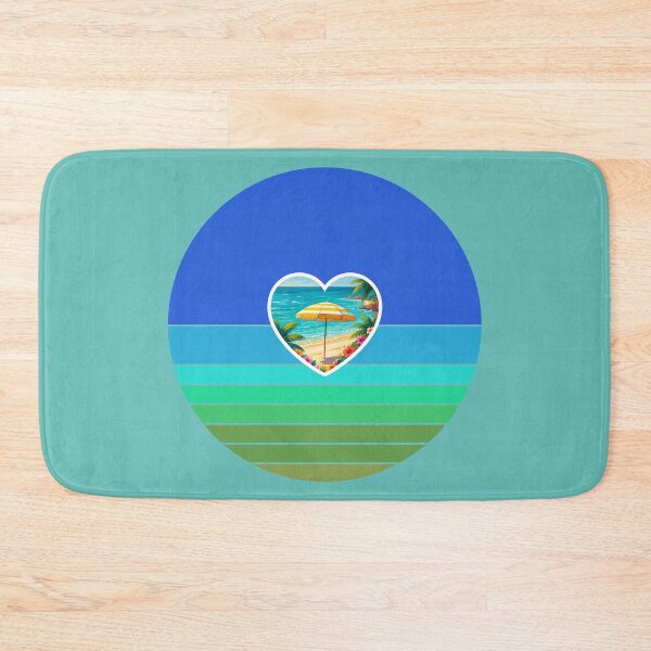 Item preview, Tropical Beach and Beach Umbrella in Heart on Retro Coastal Stripes designed and sold by Beachy.