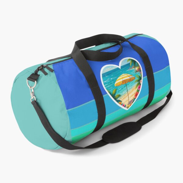 Item preview, Tropical Beach and Beach Umbrella in Heart on Retro Coastal Stripes designed and sold by Beachy.